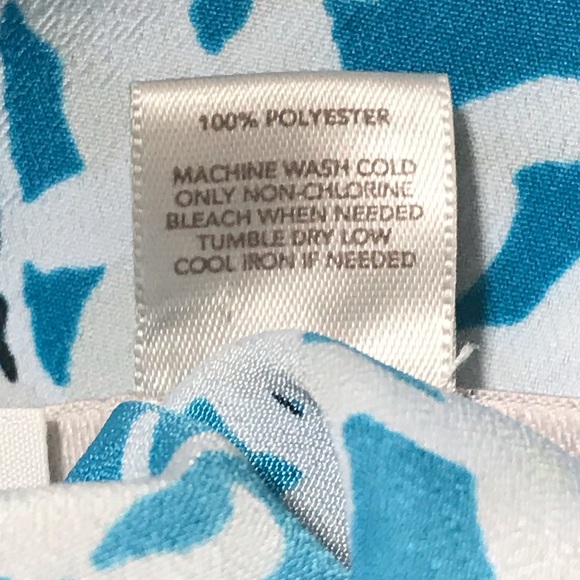 Loft Blue Floral Print Tie V-Neck 3/4 Sleeve Top - Picture 5 of 6